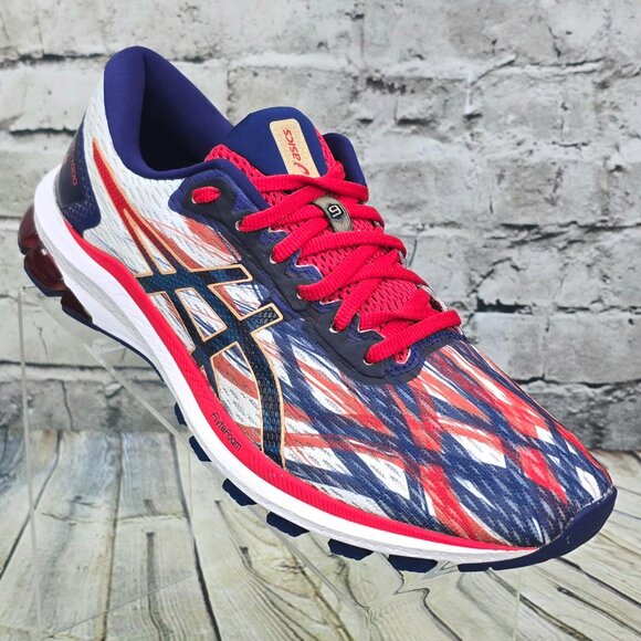 ASICS GT-1000 9 USA Women’s 11 White Blue Red Running Shoes 1012A977 Patriotic - Picture 1 of 9